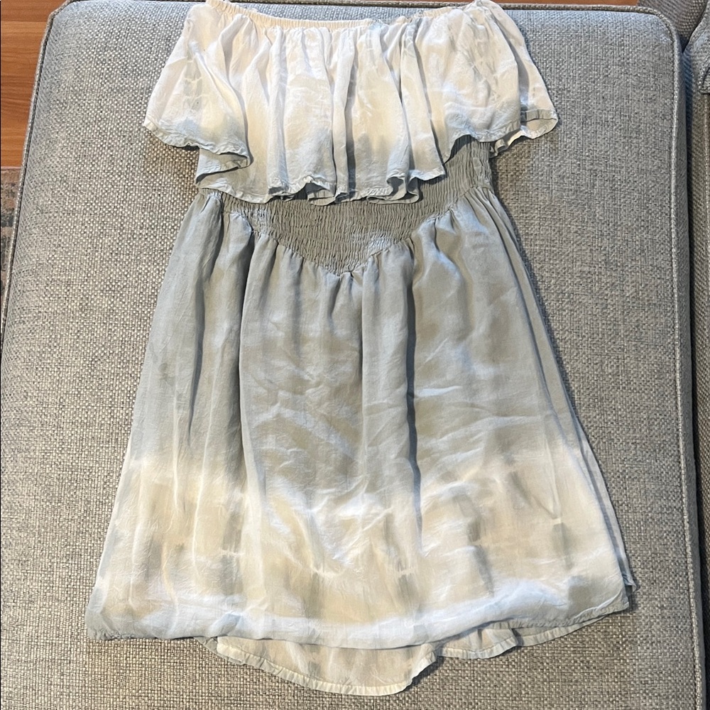 Raya Sun Sky Blue and White Off-Shoulder Dress
